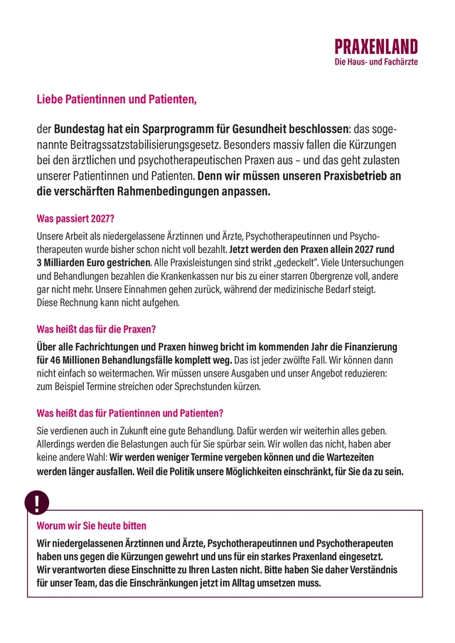 Titelseite der Patienteninformation der Kassenärztlichen Bundesvereinigung